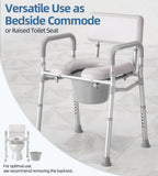 HOMLAND Bedside Commode Toilet, Padded Seat & Backrest, Enhanced Crossbar