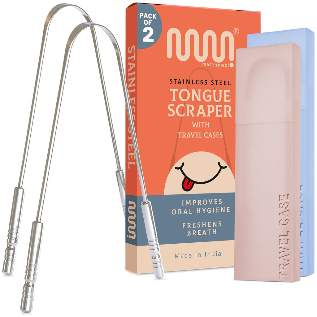 Buy now MasterMedi Tongue Scraper with Case Easy to Use Tongue Scraper for Adults, Tongue Cleaner for Oral Care & Hygiene (Single Pack (with Travel Case)) at indiglob india