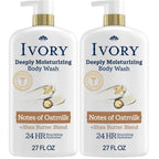 Ivory Body Wash, Deeply Moisturizing, 24hr Nourishing Hydration, Soothes Itchy Dry Skin, Made with Shea Butter Blend, Free of Dyes Heavy Perfumes Parabens & Phthalates, Oatmilk Scent, 27 oz