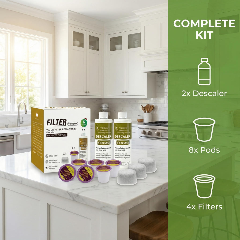 2 Descalers+4 Filters & 8 Cleaning Pods for Keurig Coffee Makers