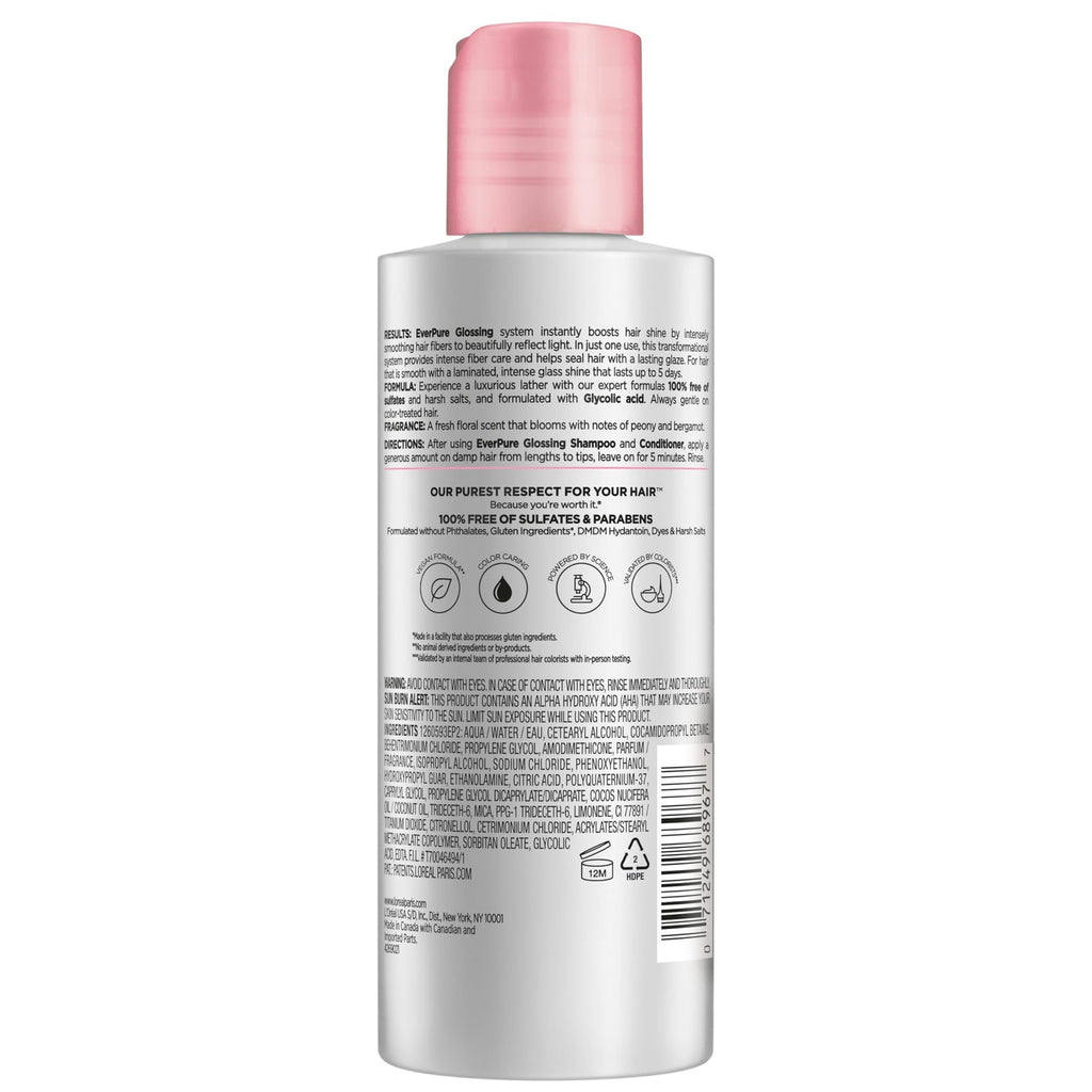 L'Oreal Paris Sulfate Free Glossing Lamination Hair Mask, 5-Minute Rinse-Off Hair Treatment with Glycolic Acid for Glass Shine, Smoothness & Soft Feel, Color Caring, EverPure, 5.1 Fl Oz