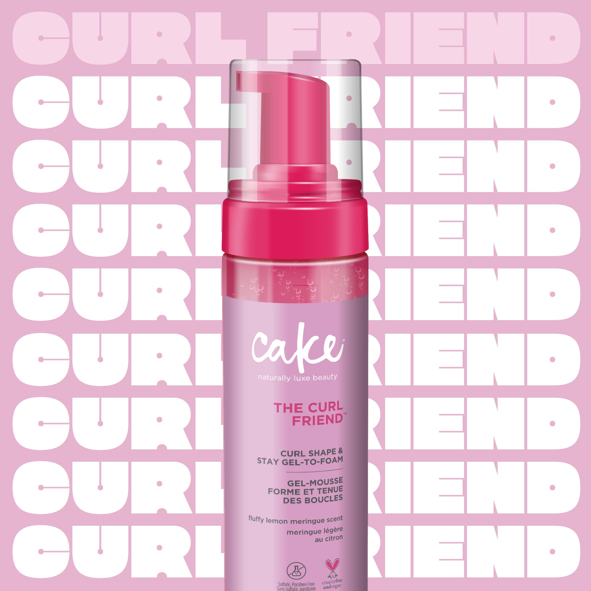Cake Beauty The Curl Friend Gel-to-Foam Curl Styler - High Hold - 200 mL | Curl Defining Gel - Coconut Oil & Shea Butter - Curly Hair - Frizz Protection, Vegan, Cruelty & Sulfate Free - 6.8 Fl Oz