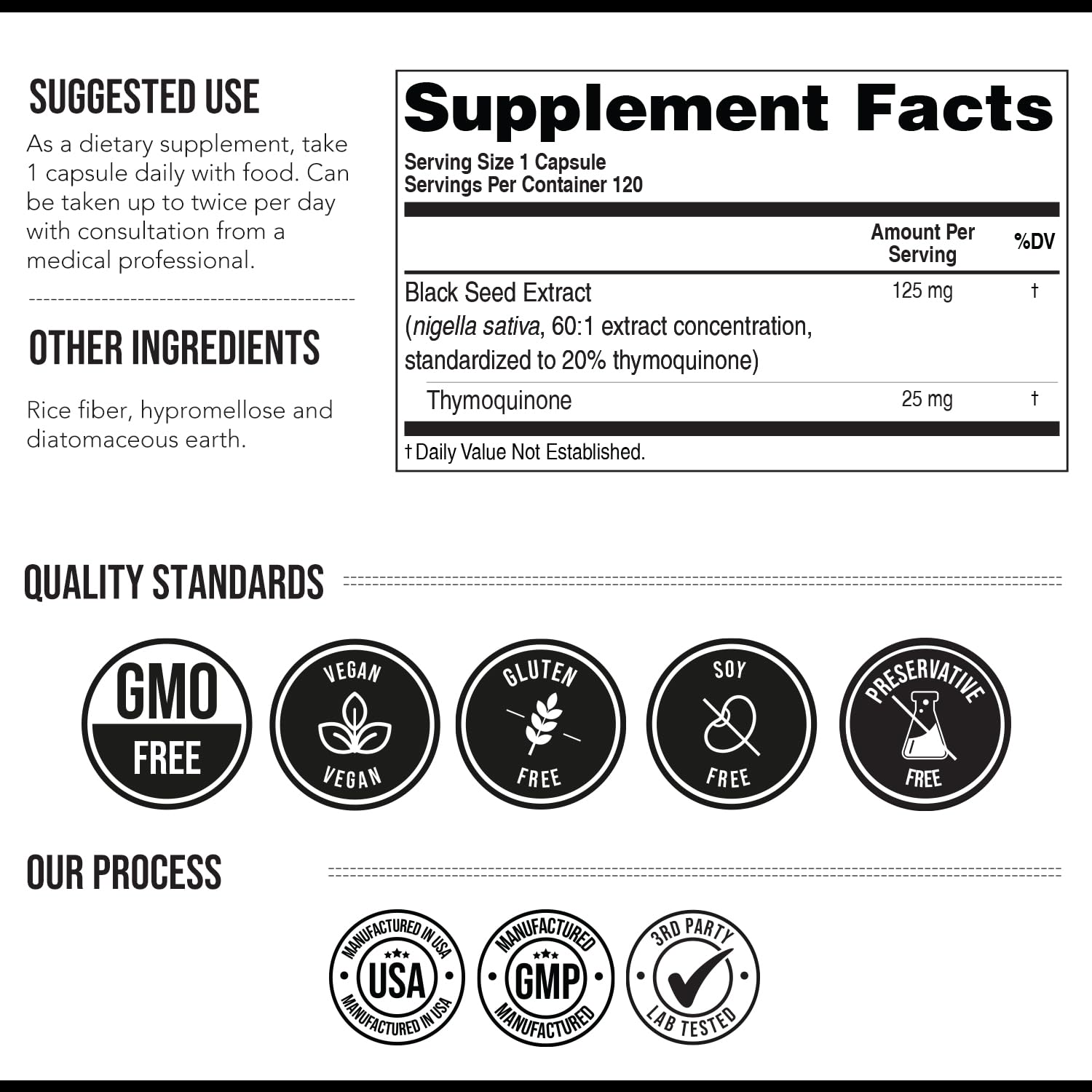 20% Thymoquinone Black Seed Oil Extract Capsules - TQ-Advanced 4X®: Potent Thymoquinone Concentration Available - 60:1 Concentrate from Nigella Sativa, Raw Form, Vegan, Glass Bottle (120 Capsules)