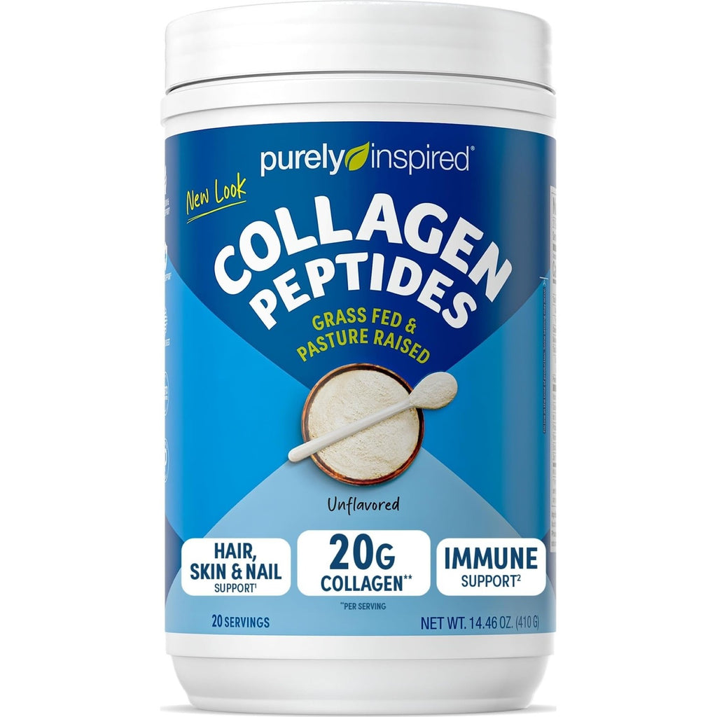 Purely Inspired Collagen Powder for Women & Men, Unflavored (20 Servings) | 20g Hydrolyzed Collagen Peptides Protein Powder - Grass-Fed & Pasture Raised Supports Hair, Nail, Skin, Bone, & Joint Health