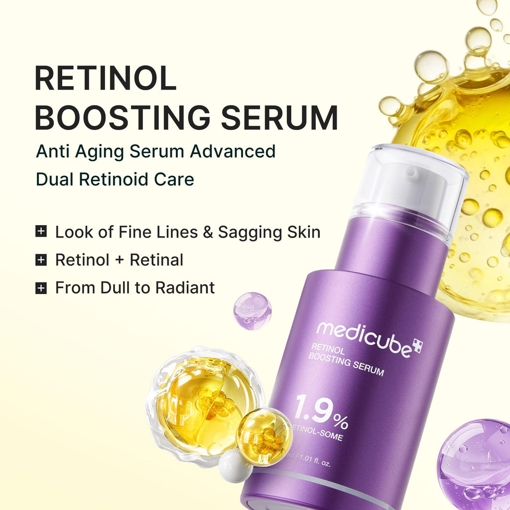 medicube Retinol Boosting Serum | Intensive Firming, Hydration & Plumping Care with Retinol, Peptides & Vitamins | Pore-Refining, Smooth Radiant Skin | Korean Skincare, 1.01 fl. oz