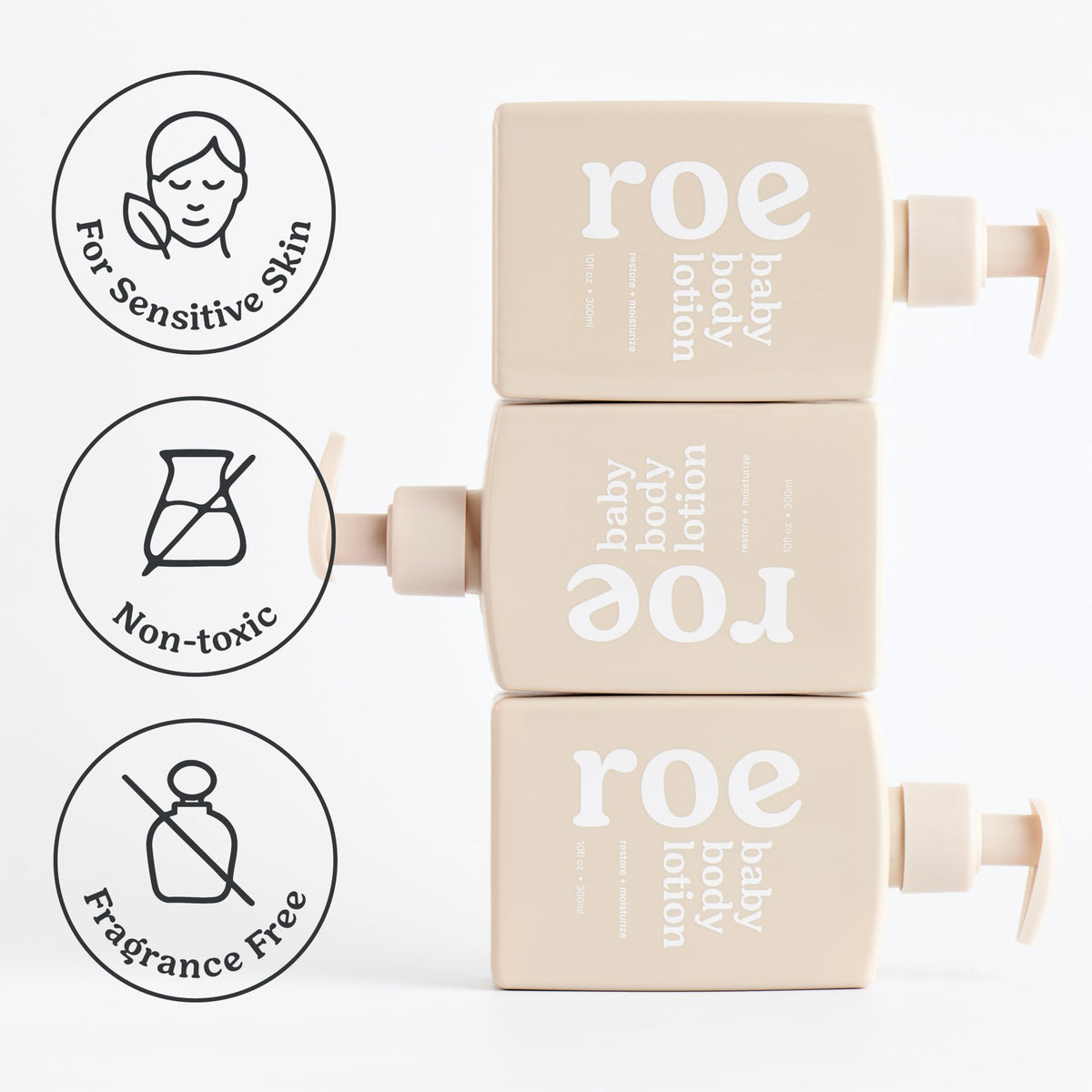 Roe Wellness- Baby Lotion Moisturizer Fragrance-Free | Great For Sensitive Skin Lightweight Moisturizing Lotion | For Babies, Infants, Kids and More