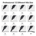 Buy now TWOHANDS Art Pens,Fineliner Ink Pens,Set of 12 Technical Drawing pen,Pigment Pen,Fine Point,Black,Waterproof,for Art Watercolor,Sketching,Anime,Manga, 902188 at indiglob india