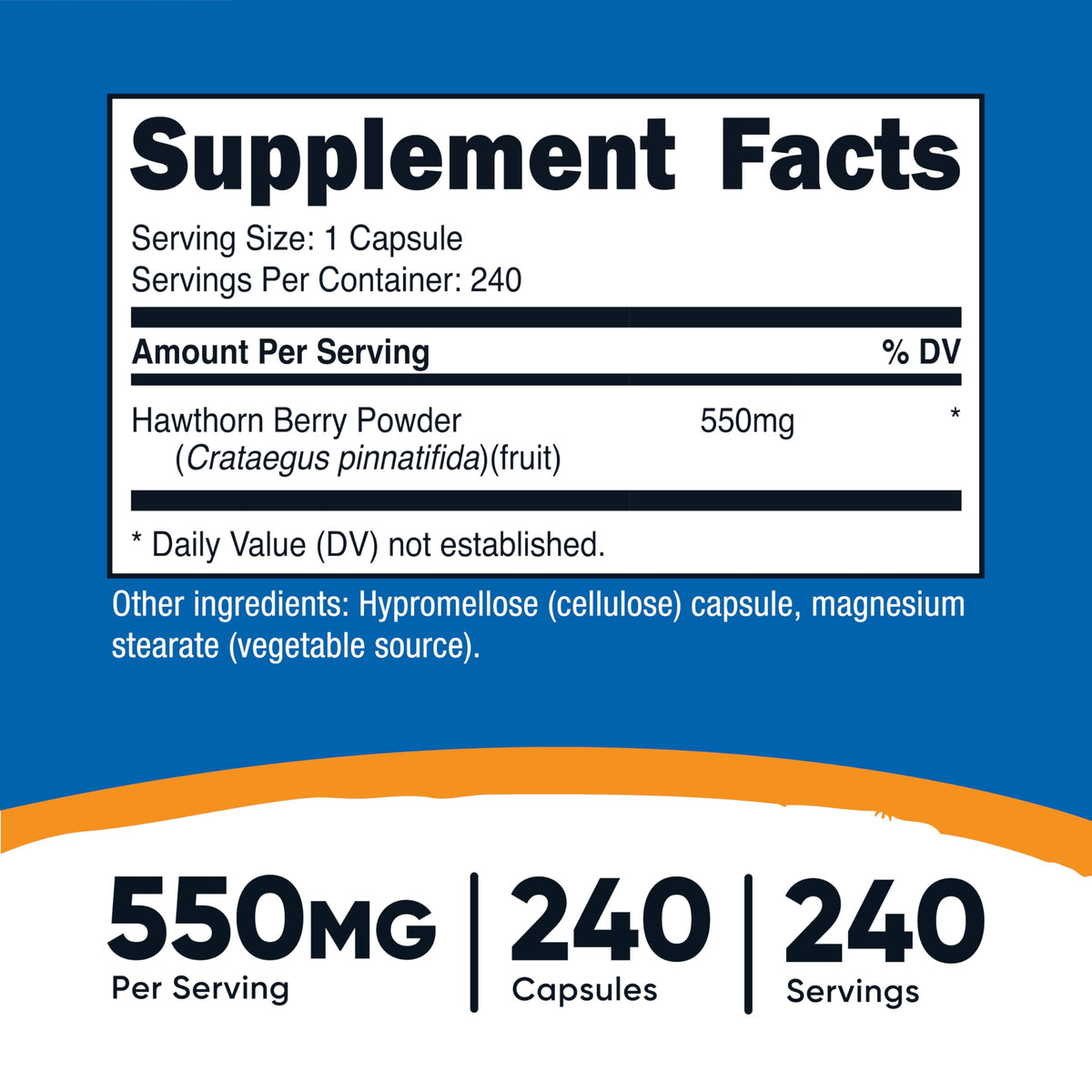 Nutricost Hawthorn Berry Capsules 550mg, 240 Capsules, Gluten-Free