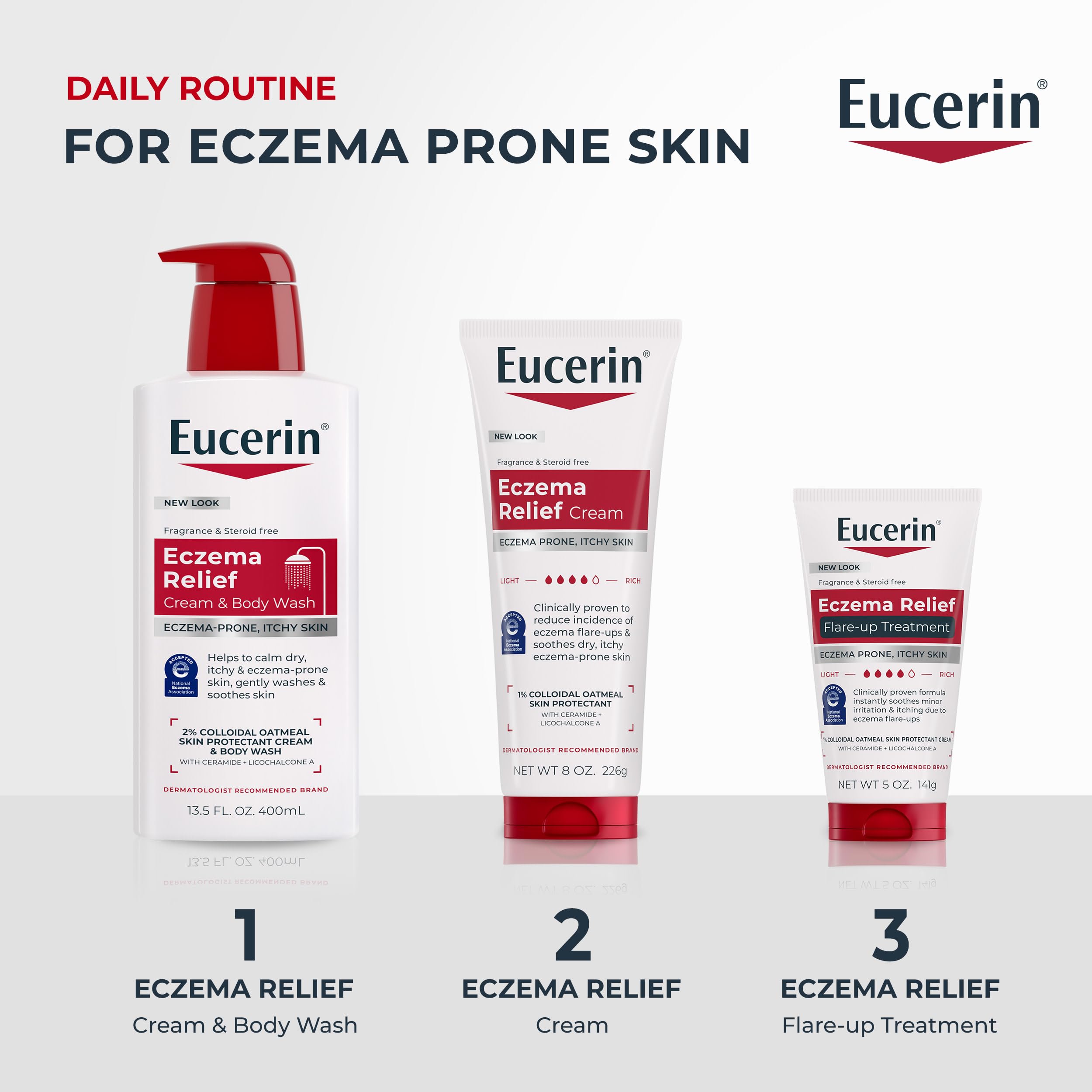 Eucerin Eczema Relief Cream and Body Wash, 13.5 FL OZ | Eczema Relief Body Wash with Colloidal Oatmeal, Calms Dry, Itchy, Eczema-Prone Skin, Soap, Fragrance and Steroid Free