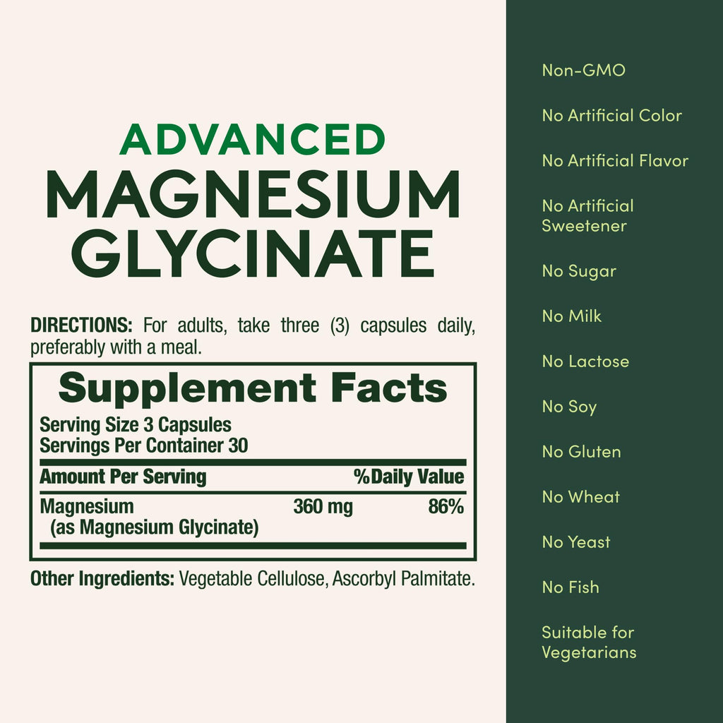 Nature's Bounty Calm Magnesium Glycinate Supplement, 90 Capsules