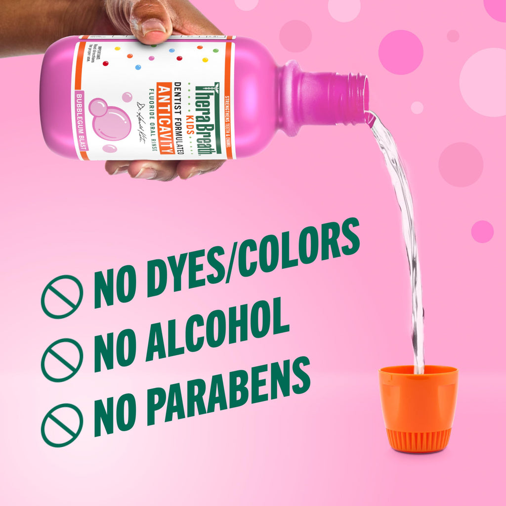 TheraBreath Kids Anticavity Fluoride Oral Rinse Bubblegum, 16 fl oz, 2-Pack