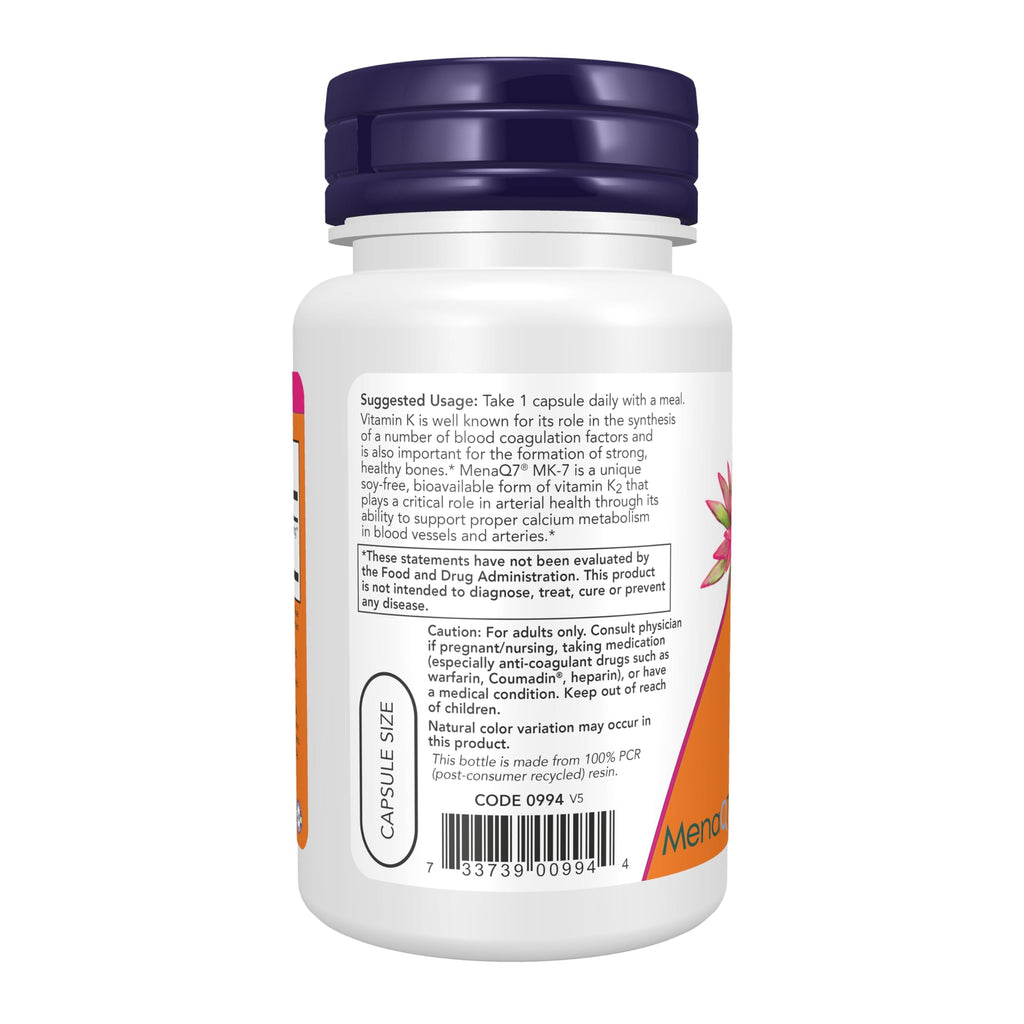 NOW Foods Supplements, Vitamin K2 (MK-7) 300 mcg, Extra Strength, Supports Bone Health*, 60 Veg Capsules