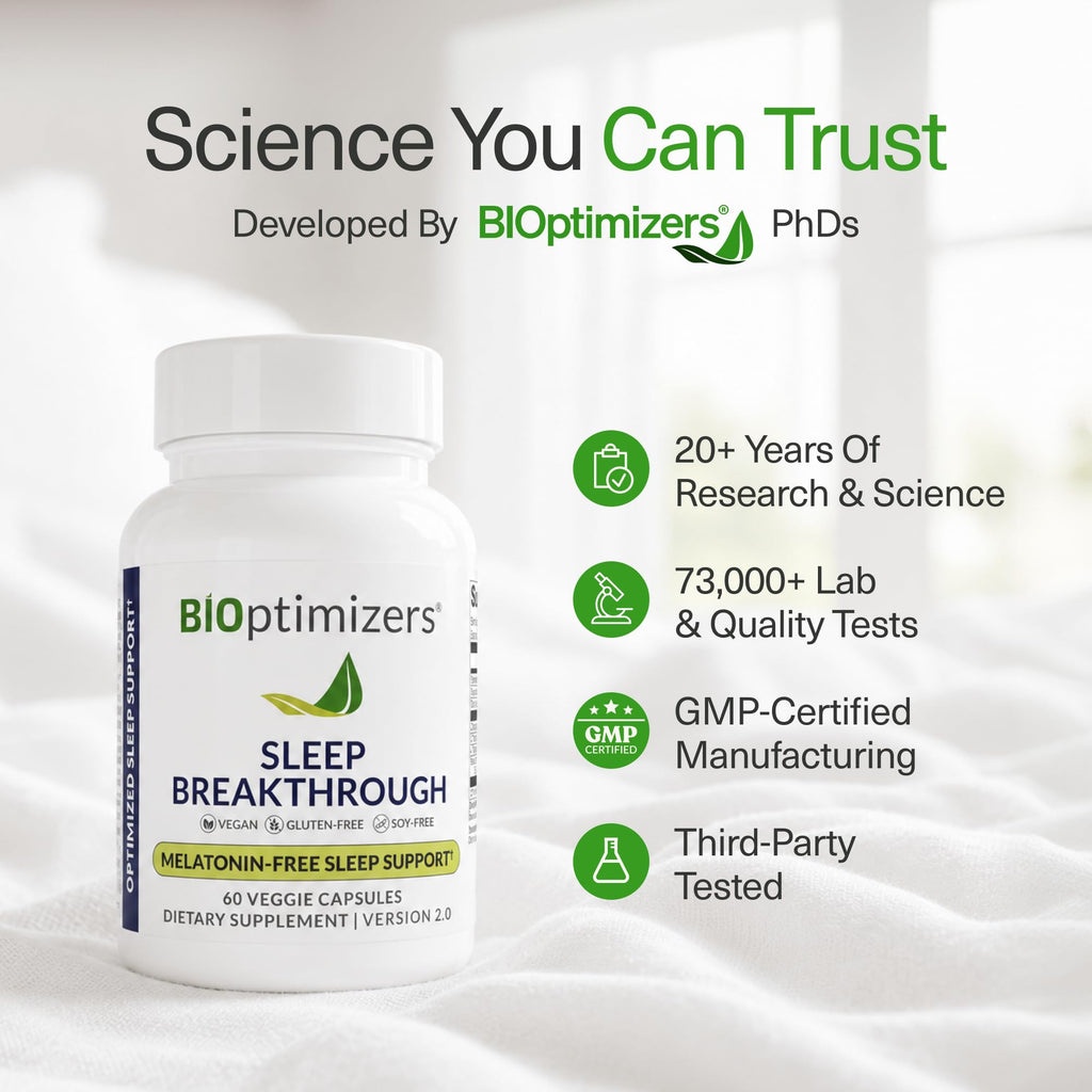 BIOptimizers Sleep Breakthrough Capsules - Natural Support Supplement | Calming Relief Aid for Adults | Non-Habit Forming | 60 Capsules