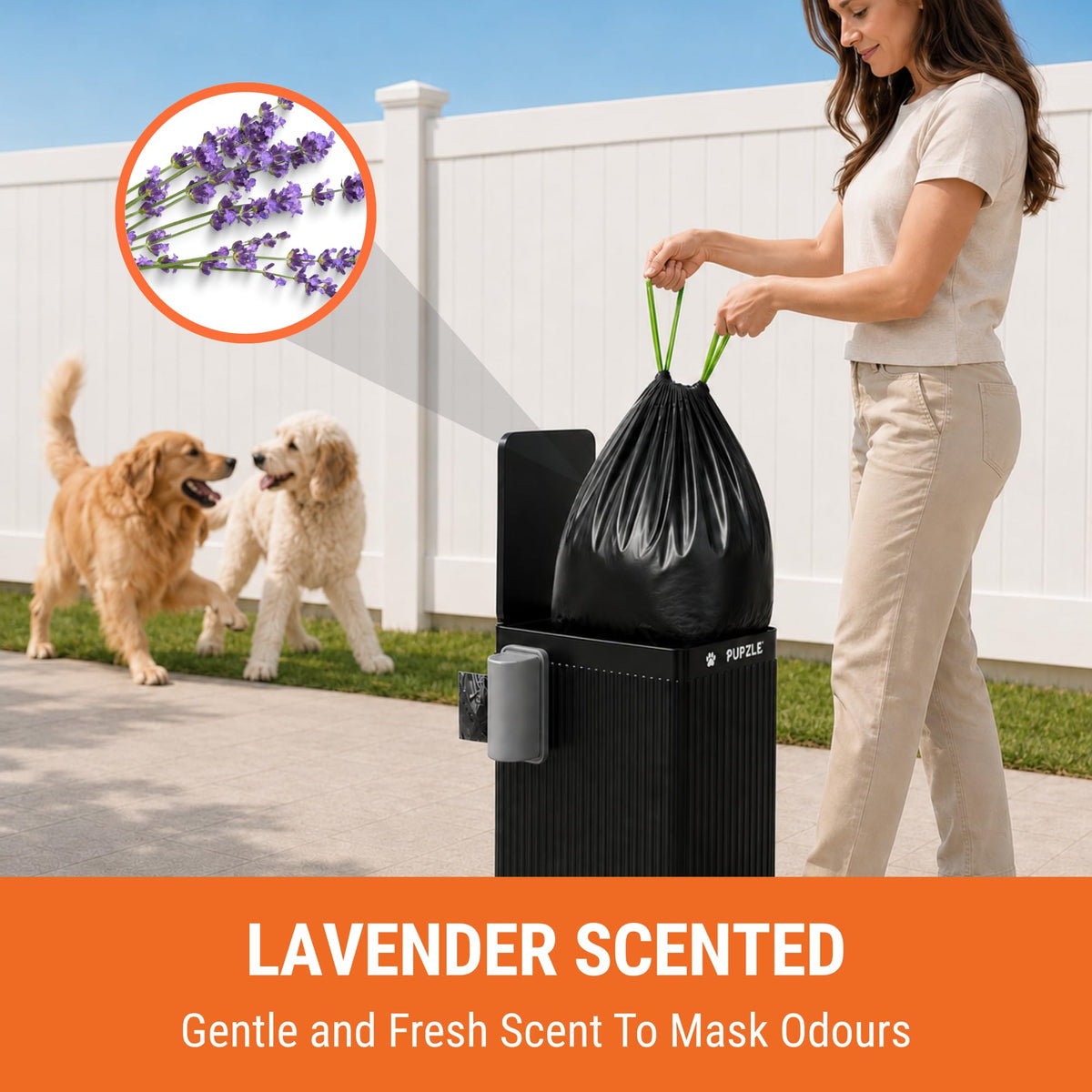Pupzle Dog Poop Bin Liners, 3.2 Gallon Trash Bag Refills with Drawstrings