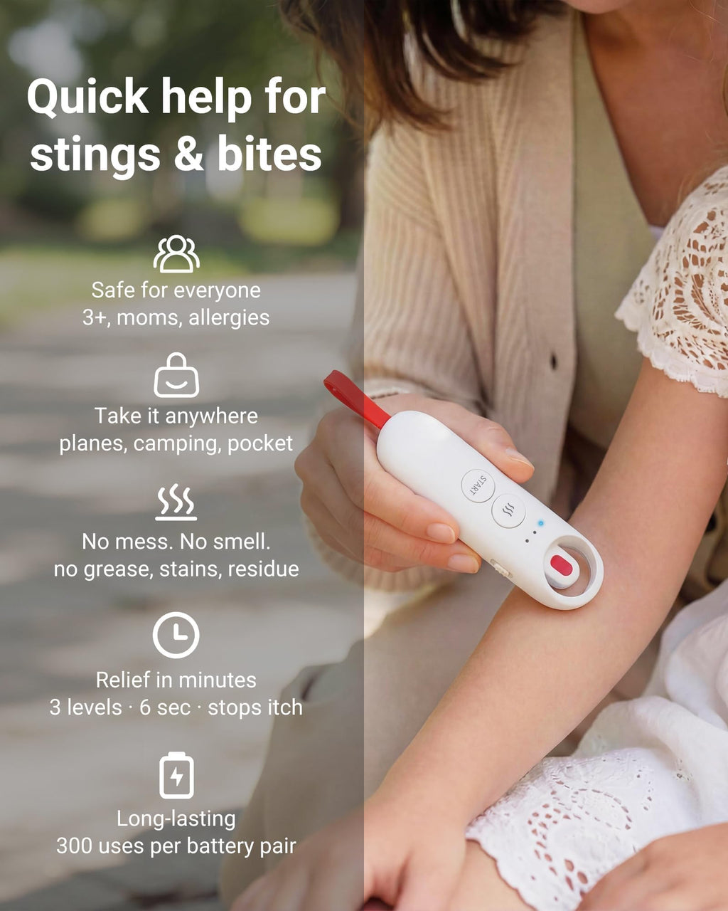 iHealth D-Itch Stick Mosquito Bite Healer for Itch Relief, 3 Heat Modes