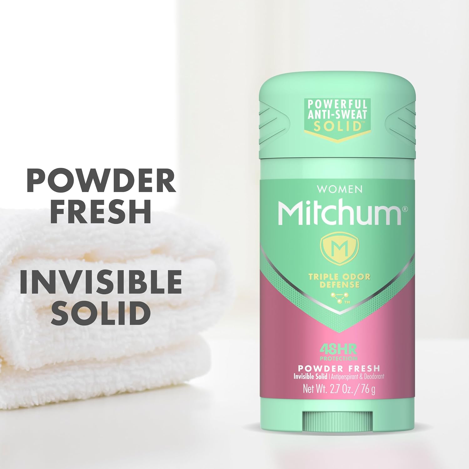 Buy now Women's Deodorant by Mitchum, Solid Antiperspirant Deodorant Stick, Powder Fresh, 2.7 Oz (Pack of 1) at indiglob india