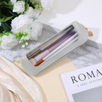 Psyqtsuary Small Clear Makeup Bag in PU leather, featuring a transparent top for visibility. 100% genuine design for every makeup lover.