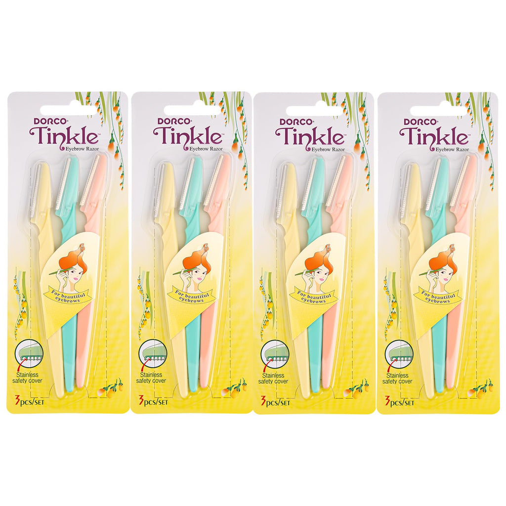 Tinkle Dermaplaning Tool 6ct, Dermaplane Razor for Women, Safe and Easy Peach Fuzz Remover, Eyebrow Trimmer with Protective Cover, Stocking Stuffers