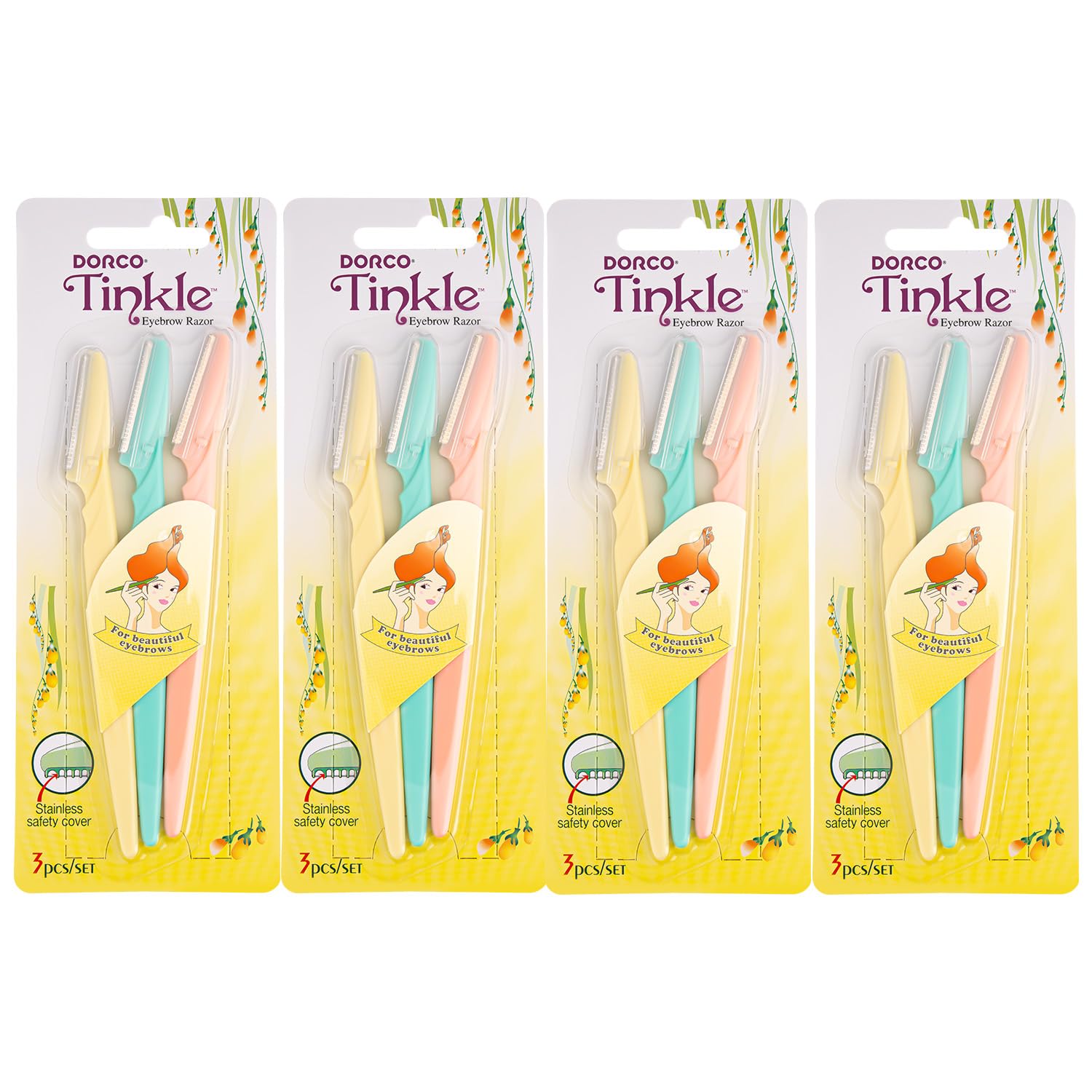Tinkle Dermaplaning Tool 6ct, Dermaplane Razor for Women, Safe and Easy Peach Fuzz Remover, Eyebrow Trimmer with Protective Cover, Stocking Stuffers