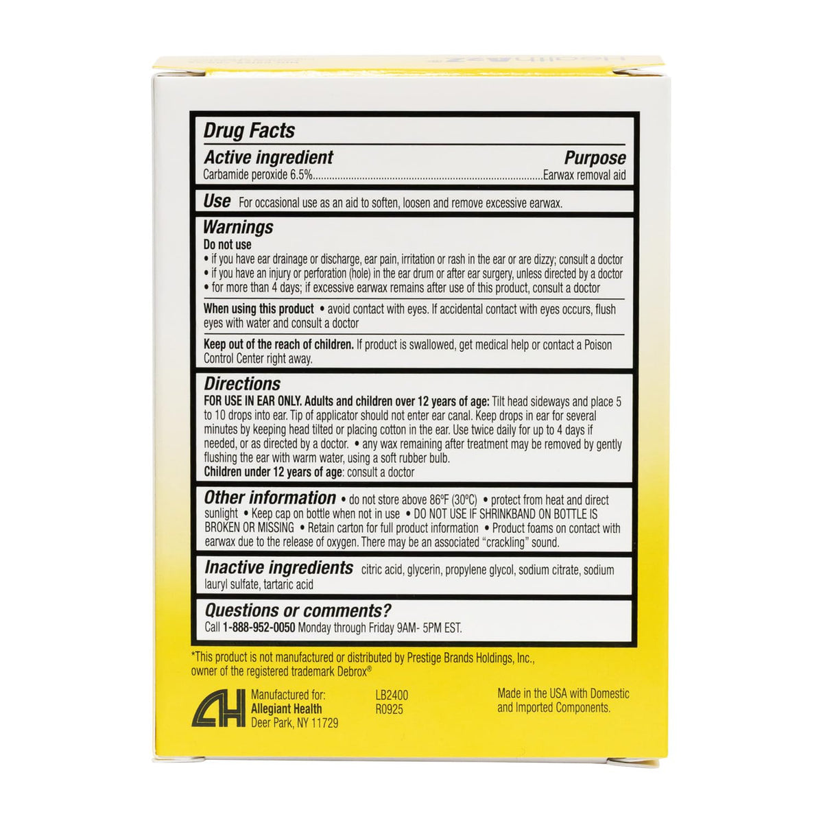 HealthA2Z® Ear Wax Removal Kit Carbamide Peroxide 6.5%, 0.5 fl oz (15mL)