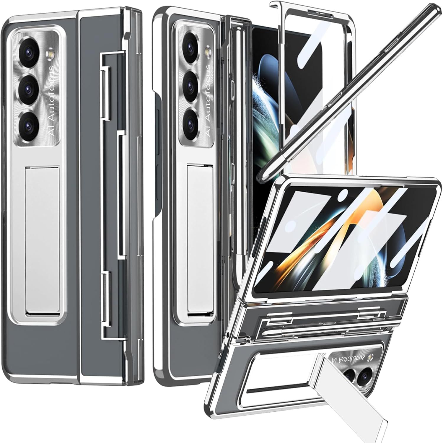 Buy now NINKI Compatible Samsung Galaxy Z Fold 5 Case with S Pen Holder & S Pen,Screen Protector Hinge Case for Samsung Z Fold 5 Case with Kickstand,Samsung Z Fold 5 5g Case Galaxy Fold 5 5g Phone Case Blue z fold 5 Silver at indiglob india