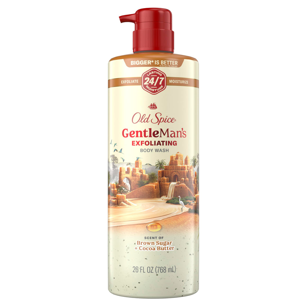 Old Spice GentleMan's Exfoliating & Moisturizing Body Wash for Men, 24/7 Shower Fresh with Long Lasting Scent, Renewing Vitamin B3 Blend, Sandalwood + Aloe Vera Scent, 26 oz