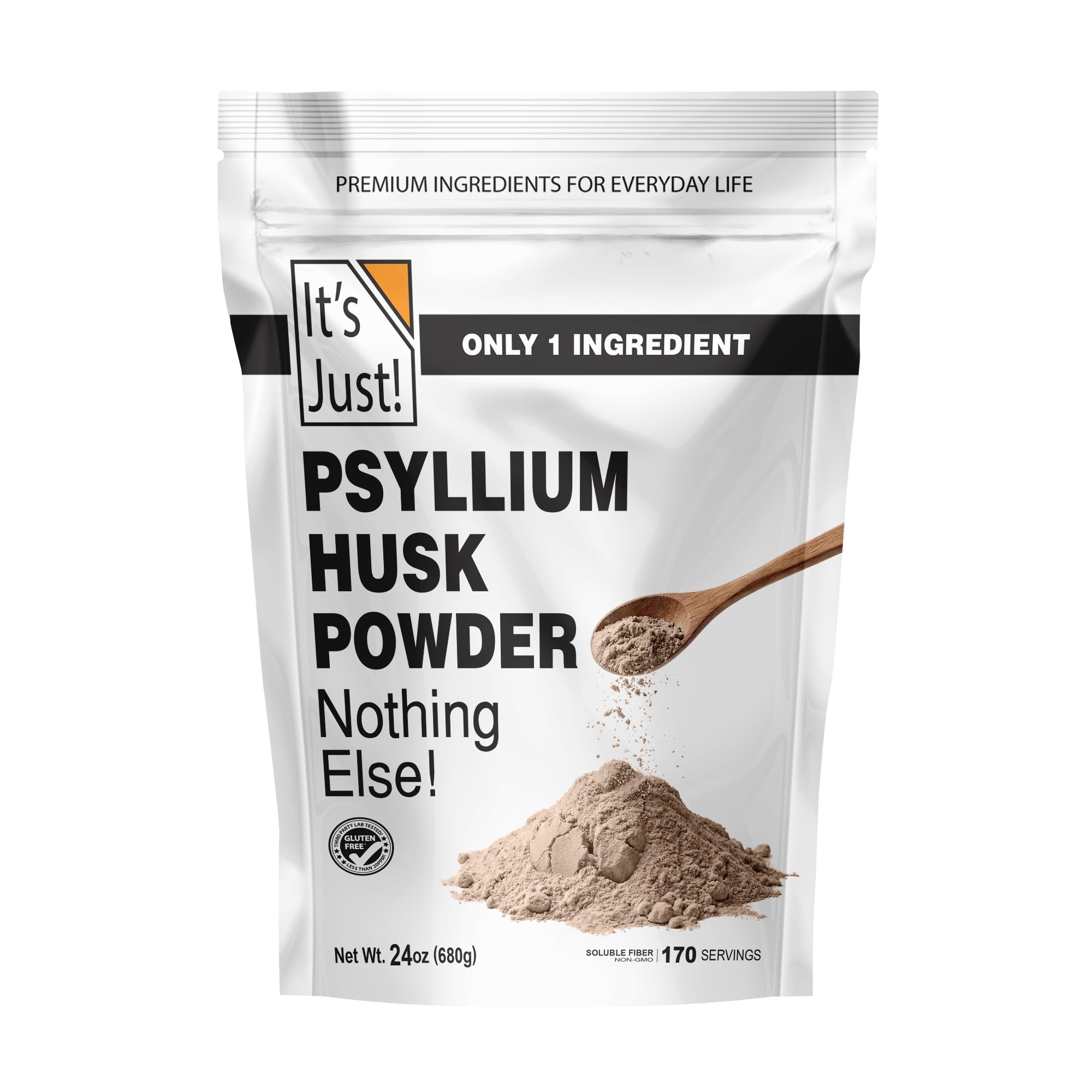 It's Just! - Psyllium Husk Powder, GLP-1 Friendly, Easy Mixing Dietary Fiber, Cleanse Your Digestive System, Finely Ground Powder, Ideal for Keto Baking, Non-GMO (Unflavored, 10oz (Pack of 1))