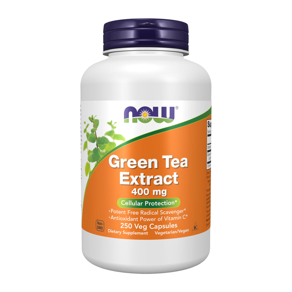 NOW Foods Supplements, Green Tea Extract 400 mg with Vitamin C, Cellular Protection*, 100 Veg Capsules