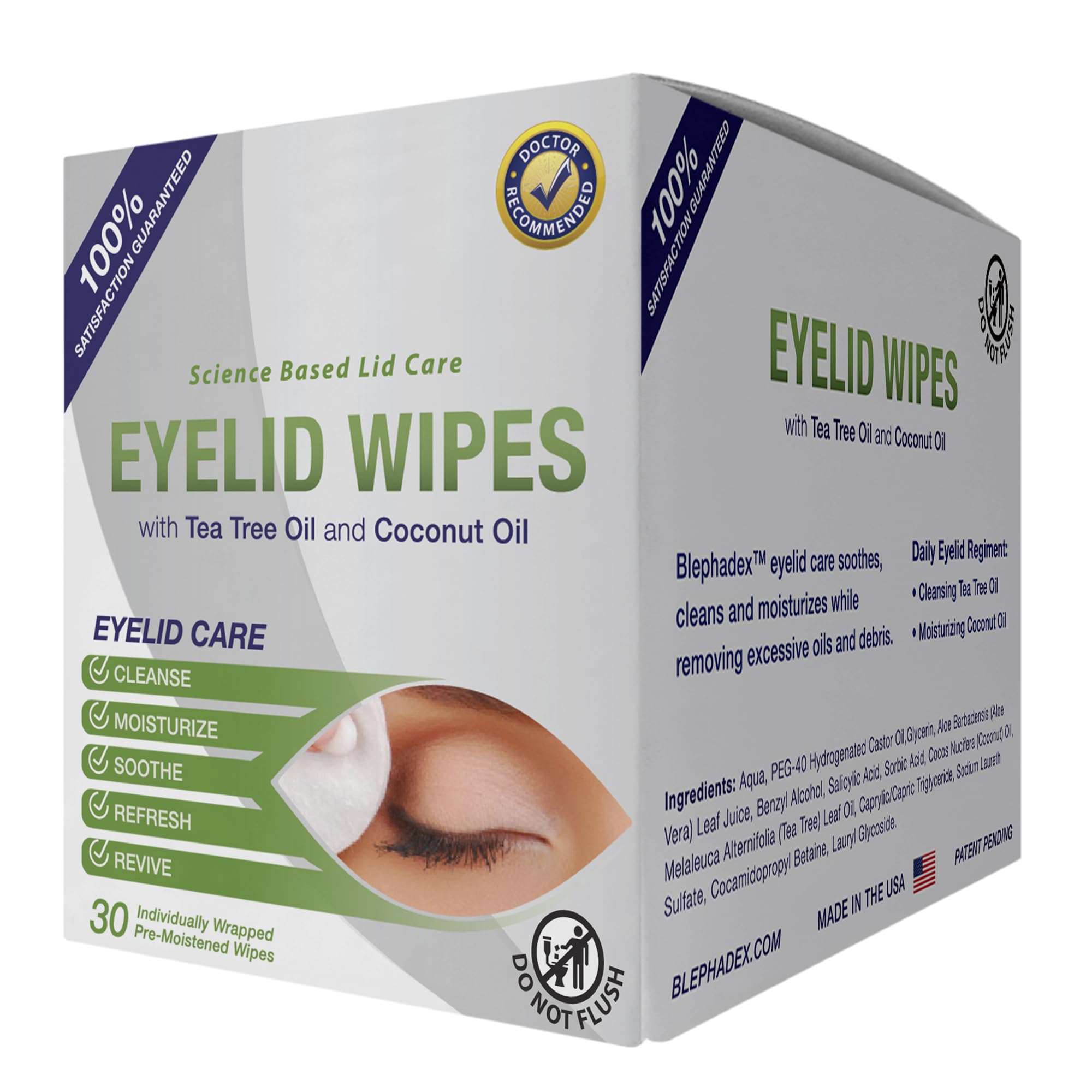 Buy now Lunovus Premium Eyelid Wipes With Tea Tree and Coconut Oil - Cleansing Wipes for People Itchy Eyes - Individually Wrapped - Box Of 30 Natural Eye Wipes at indiglob india