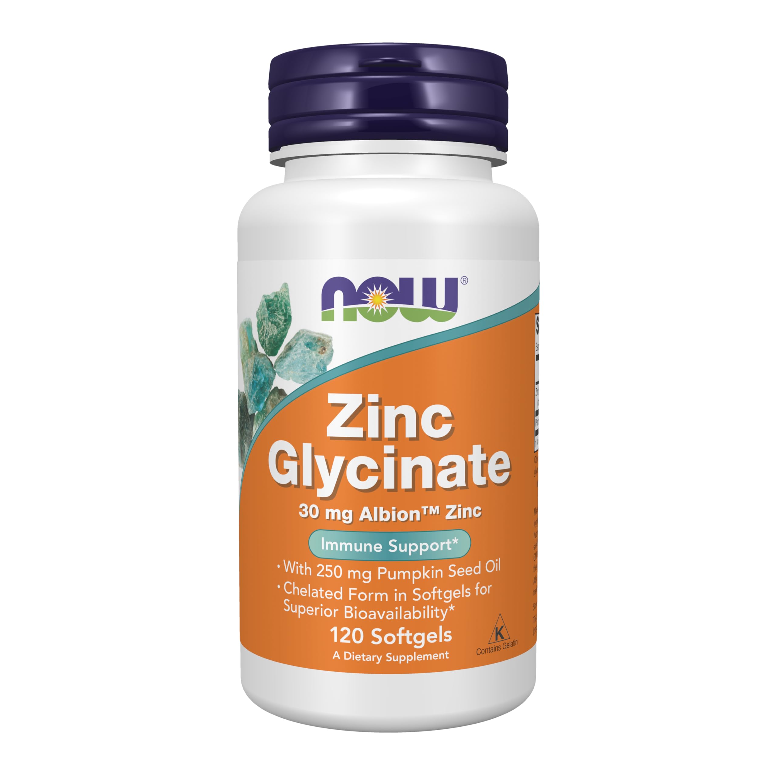 NOW Foods Supplements, Zinc Glycinate with 250 mg Pumpkin Seed Oil, Supports Prostate Health*, 120 Softgels (Packaging May Vary)