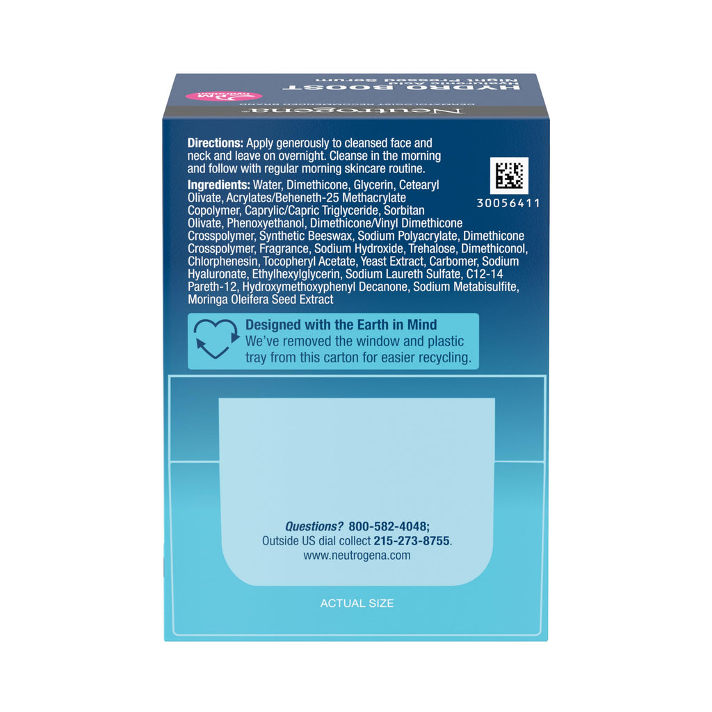 Neutrogena Hydro Boost Night Pressed Serum, 1.7 oz | Hyaluronic Acid & Antioxidants, Hydrating Face Moisturizer, Restores & Revitalizes Skin Overnight, Normal to Extra Dry Skin