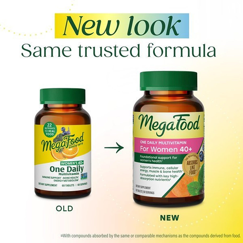 MegaFood One Daily Multivitamin for Women 40+ with 22 Nutrients, 90 Tablets | Immune Support, Cellular Energy, Muscle & Bone Health, Methylated B12, Methylfolate, Vitamin D3, C and Zinc, 90 Servings