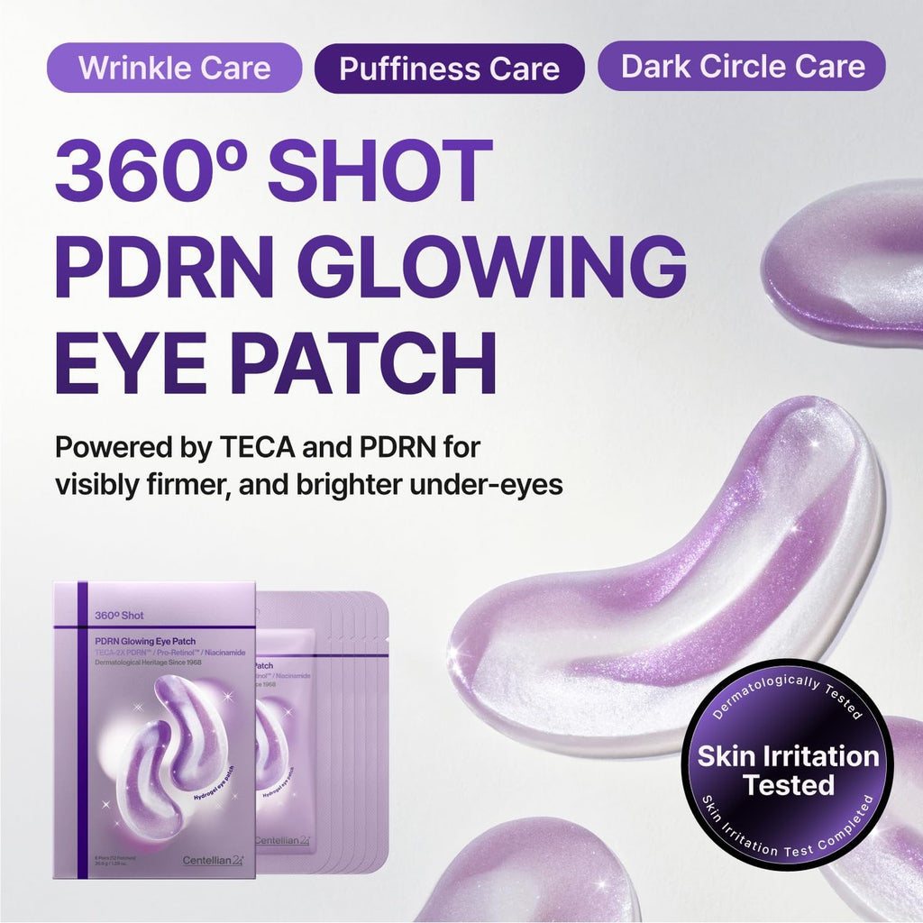 CENTELLIAN 24 360 Shot PDRN Glowing Eye Patch, TECA Dark Circles (6 Pairs)