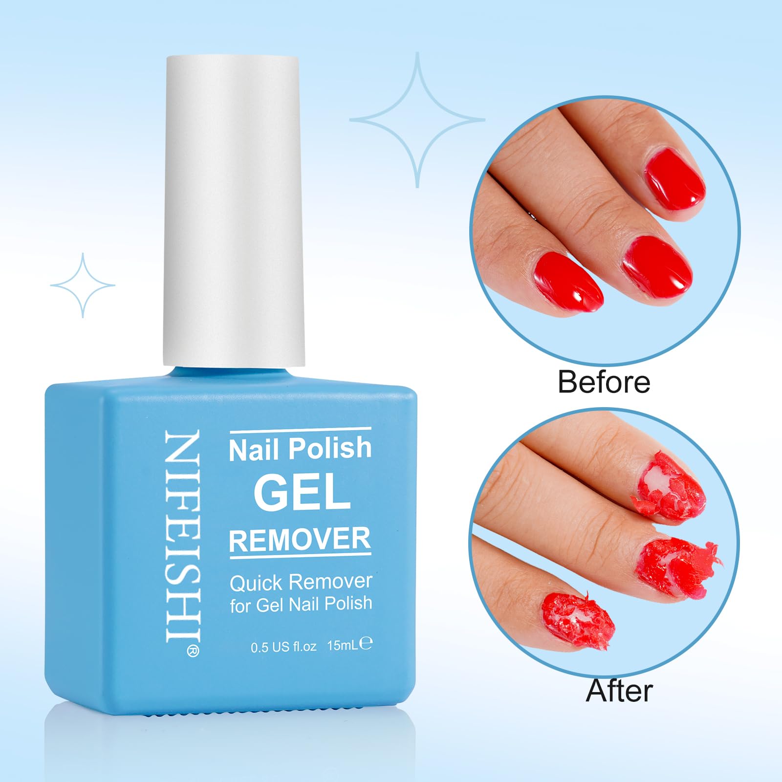 Gel Nail Polish Remover, Gel Polish Remover for Nails, No Need for Foil, Quick & Easy Polish Remover In 3-5 Minutes, No Need Soaking Or Wrapping-15ml