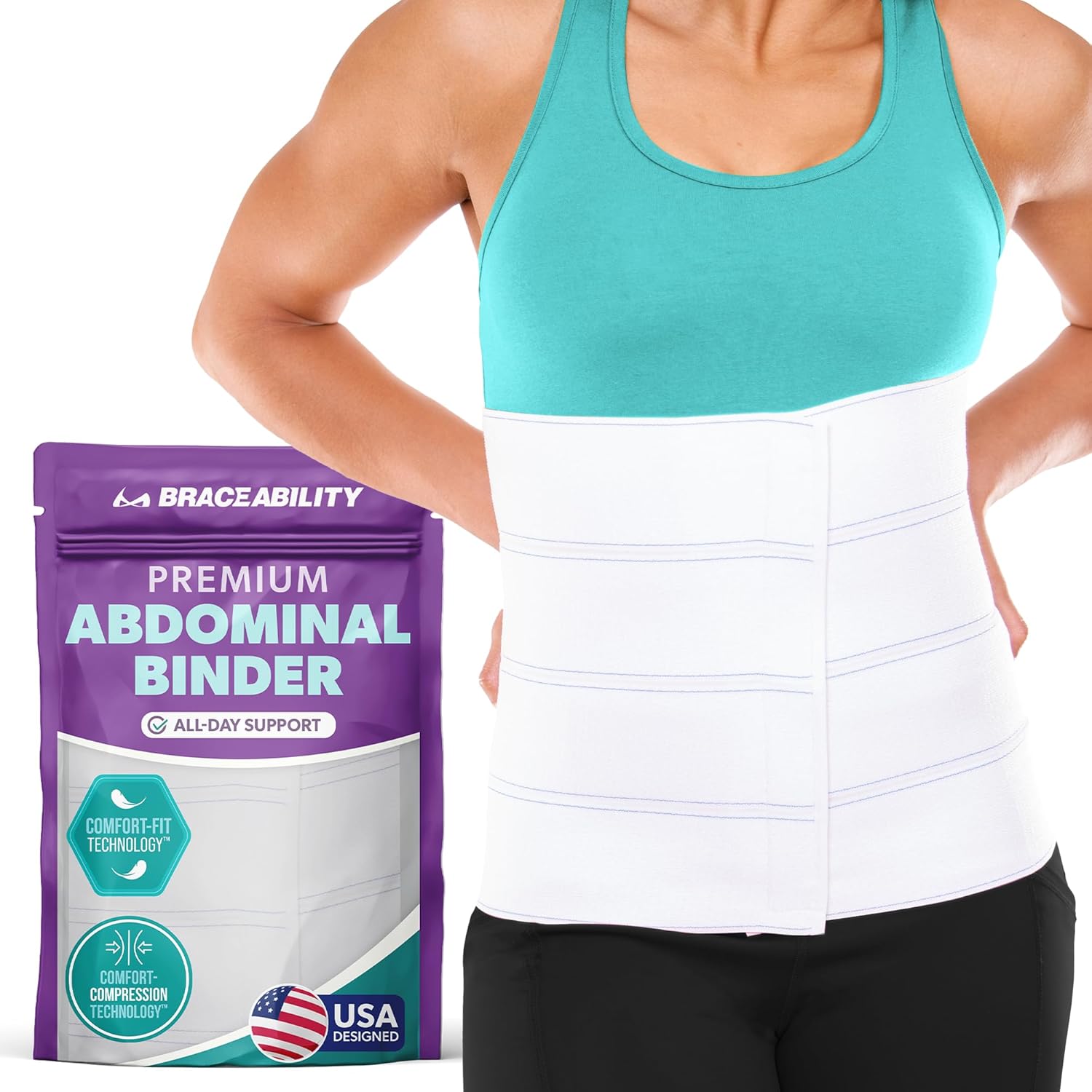 Buy now BraceAbility Medical Abdominal Stomach Binder - XXL Belly Band Compression for Diastasis Recti, Postpartum, Post-Surgical Wrap for Tummy Tuck Recovery, Post op Ab Binder for Women and Men (2XL 12") M L 12" at indiglob india