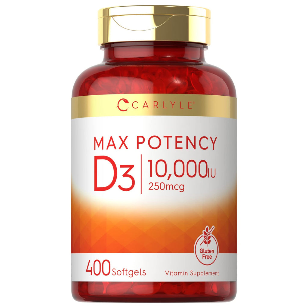 Carlyle Vitamin D3 10000 IU (250 mcg) | 400 Softgels | Value Size | Max Potency | Non-GMO, Gluten Free Supplement
