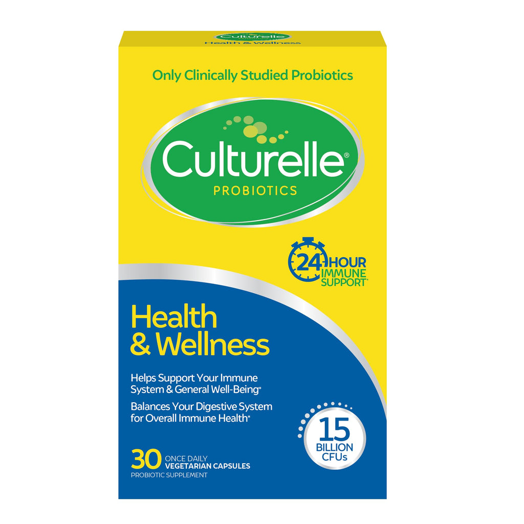 Culturelle Health & Wellness Daily Probiotic Supplement Men & Women, 30 Ct | 15 Billion CFUs, Lactobacillus rhamnosus GG Strain, Occasional Gas & Bloating Relief*, No Refrigeration, Vegan Capsule