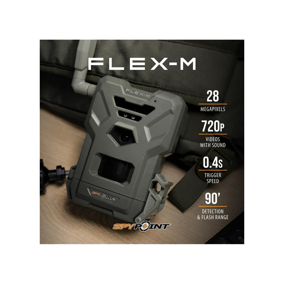 SPYPOINT Flex-M Solar Bundle - Cellular Trail Camera with Solar Panel, Best in Hunting Accessories, No WiFi Needed, GPS, Night Vision, Motion Activated, Dual-Sim LTE, IP65 Water-Resistant Game Camera