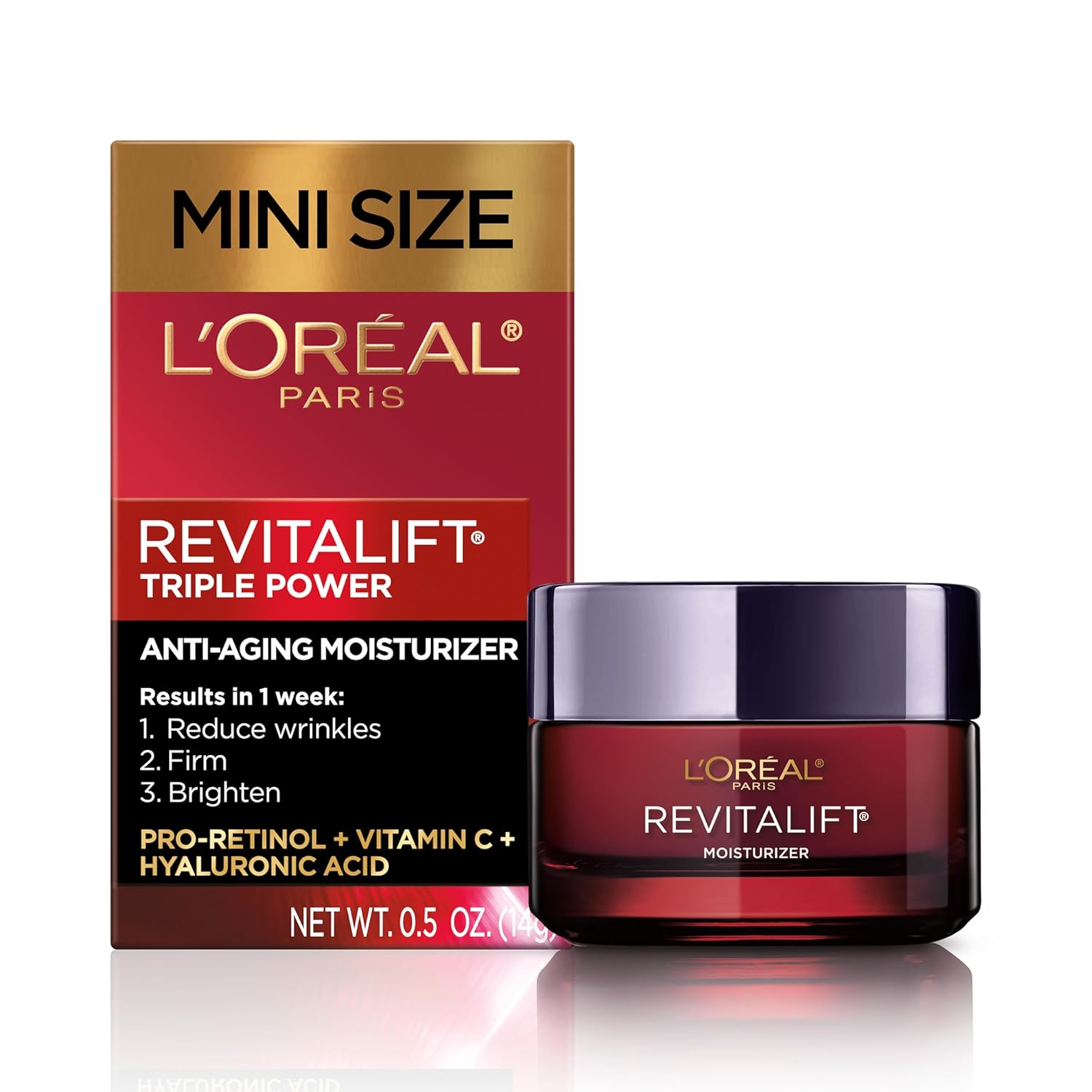 Buy now L'Oreal Paris Revitalift Triple Power Anti-Aging Face Moisturizer, Pro Retinol, Hyaluronic Acid & Vitamin C to Reduce Wrinkles, Firm & Brighten Skin, 1.7 Oz Fragranced 0.5 Ounce (Pack of 1) at indiglob india