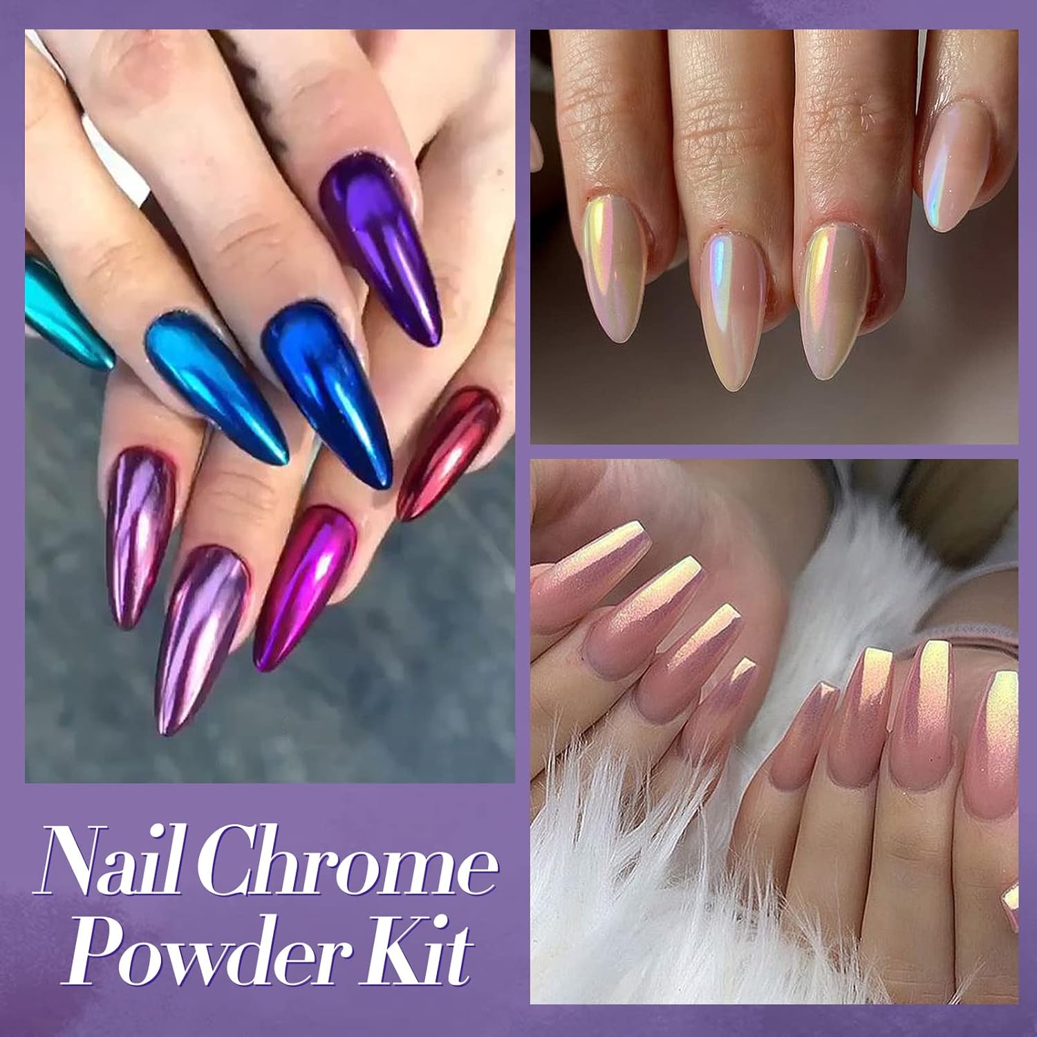 Buy now BORN PRETTY Chrome Powder Metallic Mirror Chameleon Nail Powder Auroras Mermaid Nail Powder Pigment for Nail Art Gel Polish Manicure Nail Art Decorations 9 Jars at indiglob india