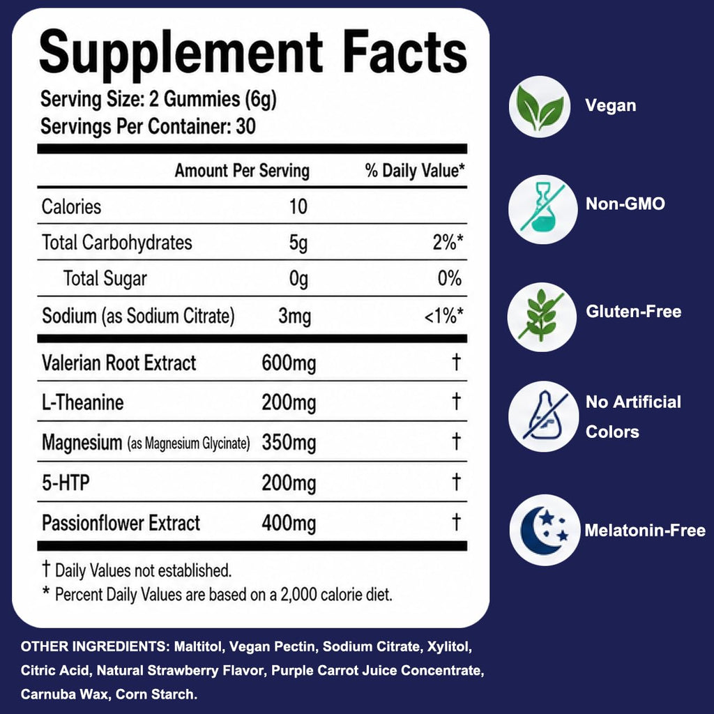 ZAYMAN Melatonin Free Sleep Gummies for Adults, Natural Sleep Aid, 60 Count