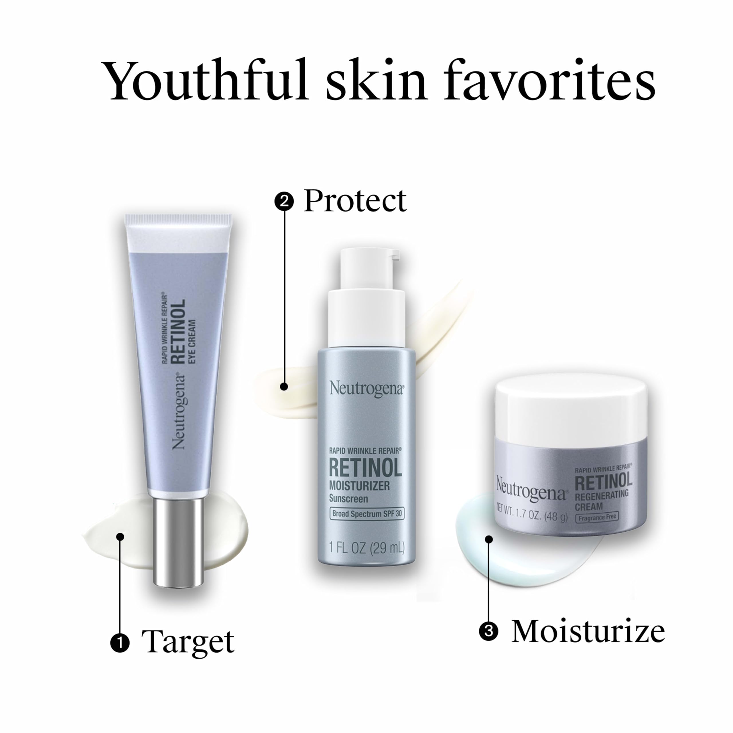 Neutrogena Rapid Wrinkle Repair Face Moisturizer SPF 30, 1 fl. oz | Retinol & Hyaluronic Acid, Anti-Aging Daily Face Cream, Smooths Fine Lines Wrinkles & Dark Spots