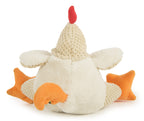 goDog Checkers Fat Rooster Squeaky Plush Dog Toy, Chew Guard Technology - White, Large