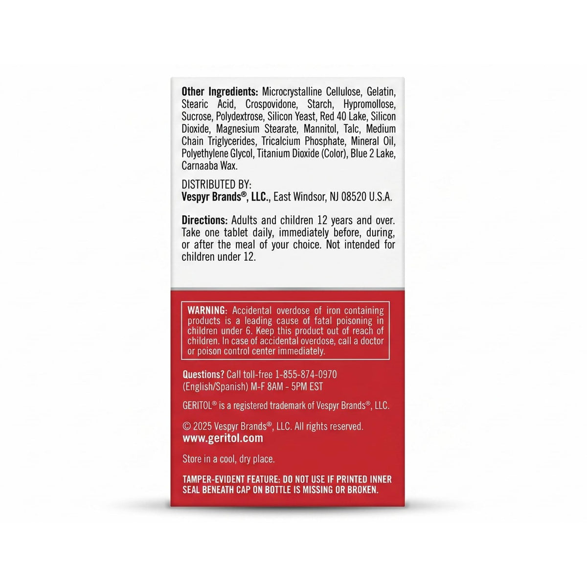 Geritol Multi-Vitamin Nutritional Support Tablets, Balance of 26 Essential Vitamins and Minerals, 100-Count Bottles (Pack of 2)