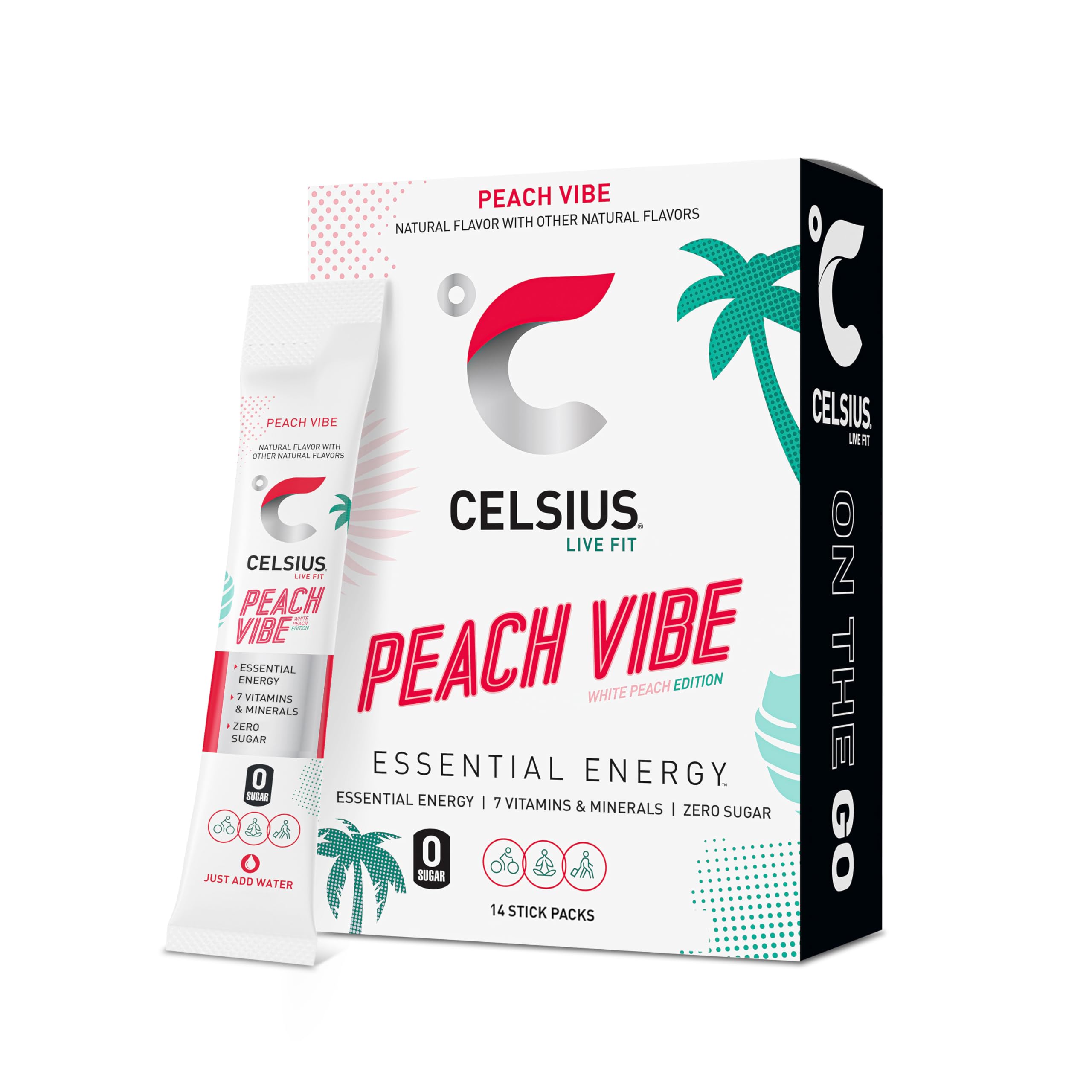 Buy now CELSIUS On The Go Strawberry Mango, Sugar Free Energy Drink Mix (14 Sticks per Pack) Peach Vibe 0.19 Ounce (Pack of 14) at indiglob india