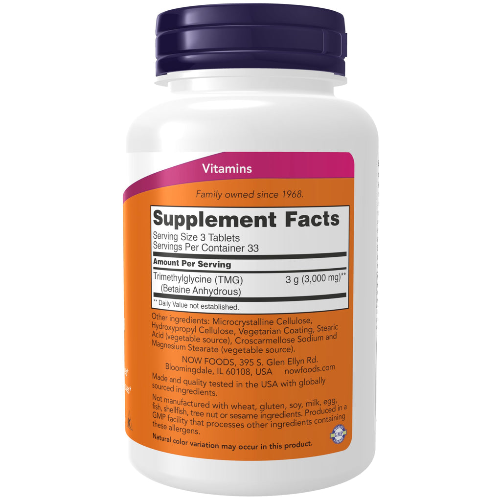Buy now NOW Foods Supplements, TMG Betaine (Trimethylglycine) 1,000 mg, Liver Support*, 100 Tablets at indiglob india