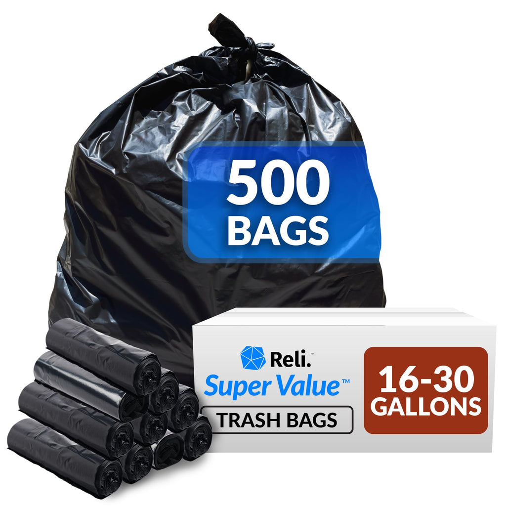 Reli. 16-25 Gallon Trash Bags | 500 Bags | Black | Home, Kitchen