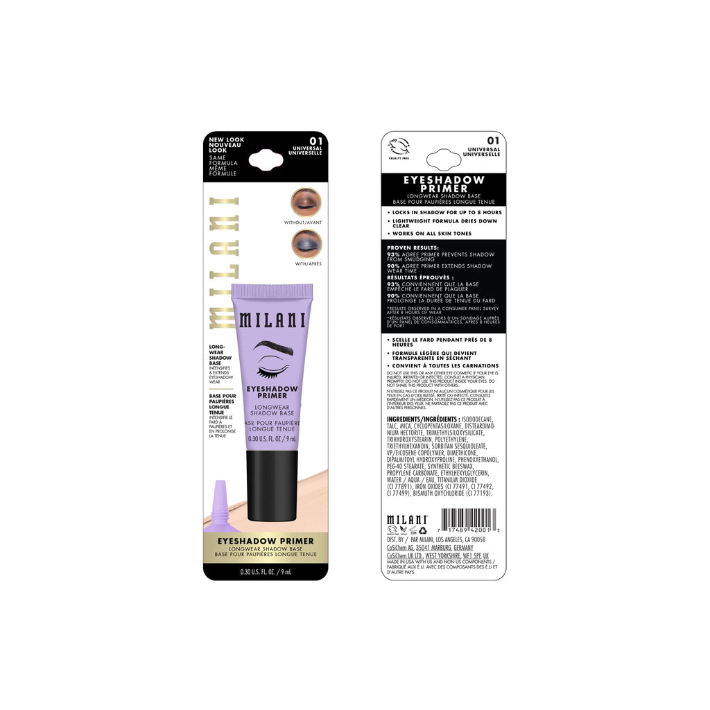 Milani Eyeshadow Primer - Clear Longwear Crease-Proof Eye Makeup Base | Creamy, Light-Weight, Crease And Smudge-Proof Eyeshadow Primer Extends Makeup Wear For Up To 8Hrs. Vegan & Cruelty-Free.