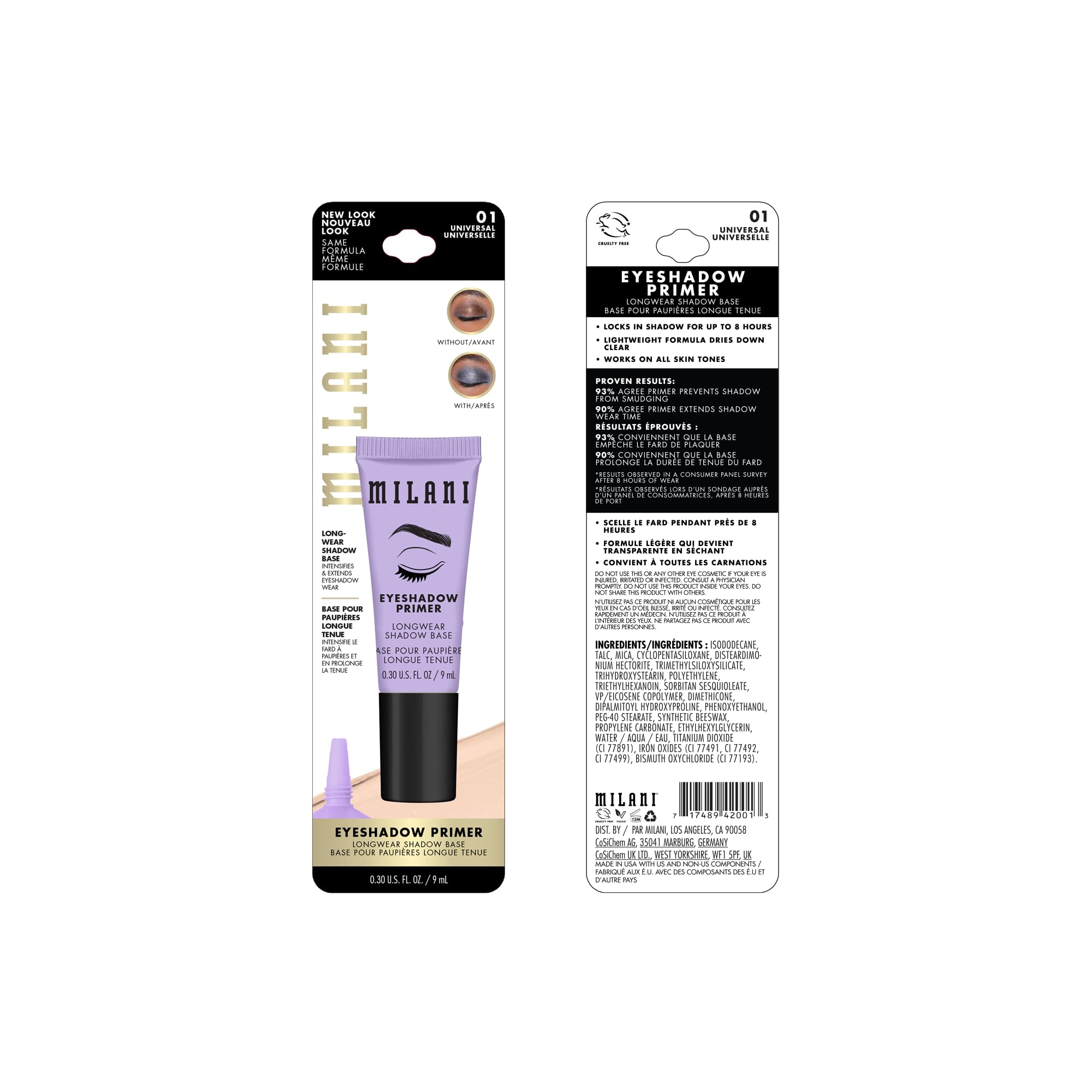 Milani Eyeshadow Primer - Clear Longwear Crease-Proof Eye Makeup Base | Creamy, Light-Weight, Crease And Smudge-Proof Eyeshadow Primer Extends Makeup Wear For Up To 8Hrs. Vegan & Cruelty-Free.