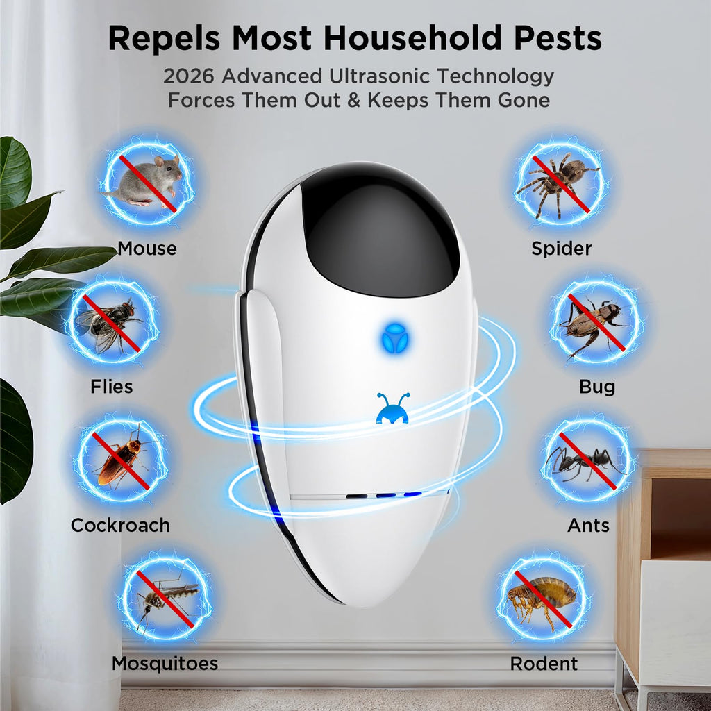 2026 Upgraded Ultrasonic Repeller Pest & Insect Indoor Repeller, 4 Pack